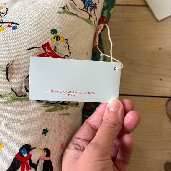 Cath Kidston NWT Christmas Animals Throw Pillow Holly Christmas Tree 18x18 - Picture 5 of 7